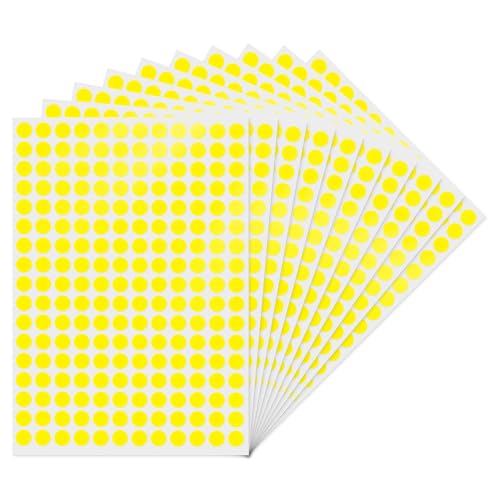 YIKIADA Gelb Runde 10 mm Punktaufkleber Selbstklebende Markierungspunkte Wasserdicht Klebepunkte Aufkleber Kleine Farbkodierung Etiketten 2040 Stück von YIKIADA