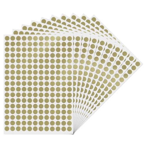 YIKIADA Gold Runde 10 mm Punktaufkleber Selbstklebende Markierungspunkte Wasserdicht Klebepunkte Aufkleber Kleine Farbkodierung Etiketten 2040 Stück von YIKIADA