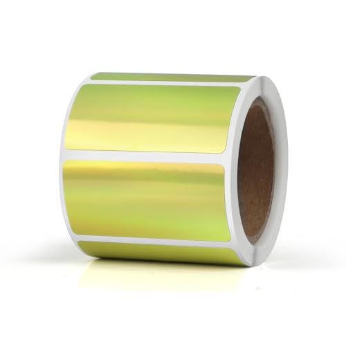 YIKIADA Gold Thermo Etiketten Vinyl 25 × 50 mm Rolle Rechteckig Selbstklebend Adressaufkleber Wasserdicht Glitter Aufkleber für Logo Barcode QR Code Kinder Office Home 200 Stück von YIKIADA
