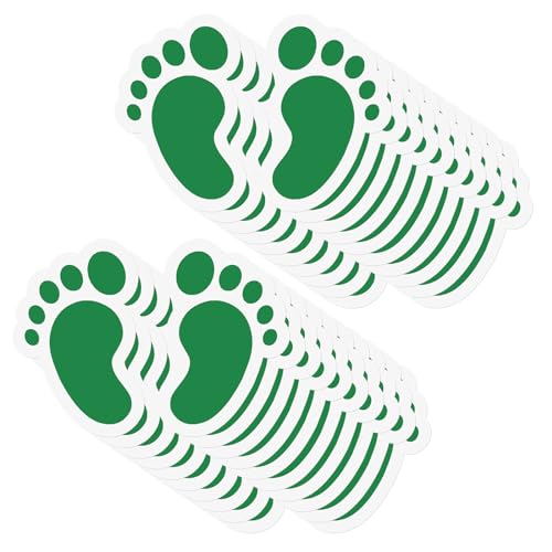YIKIADA Grün Bodenaufkleber mit Fußabdruck-Muster 10 x 15 cm Vinyl Selbstklebend Bodenmarkierungen für Kinder Abdruck Wasserdicht Boden Aufkleber 20 Blatt von YIKIADA