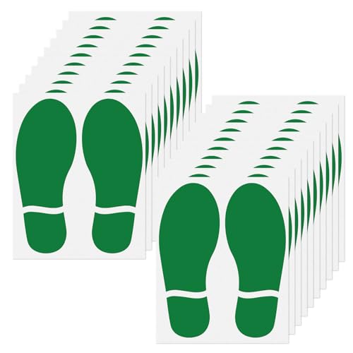 YIKIADA Grün Bodenaufkleber mit Schuhabdrücke-Muster 8 x 18 cm Vinyl Selbstklebend Bodenmarkierungen Abdruck Wasserdicht Boden Aufkleber 20 Blatt von YIKIADA