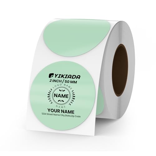 YIKIADA Grün Punkte Thermo-Etikett Vinyl 50 mm Selbstklebend Rolle Adressaufkleber Wasserdicht Drucker Aufkleber für Logo Barcode QR Code Inventar 500 Stück von YIKIADA