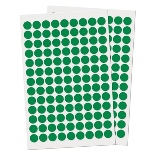 YIKIADA 1170 Stück Grün Runde 13 mm Punktaufkleber Selbstklebende Markierungspunkte Wasserdicht Klebepunkte Aufkleber Kleine Farbkodierung Etiketten von YIKIADA