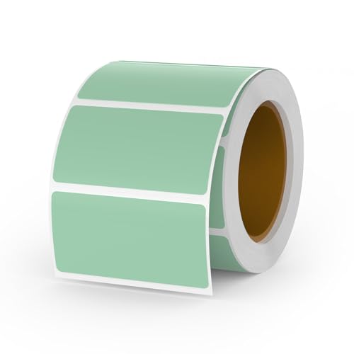 YIKIADA Grün Thermo-Etikett Vinyl 25 × 50 mm Rolle Rechteckig Selbstklebend Adressaufkleber Wasserdicht Aufkleber für Name Barcode QR Code DIY 500 Stück von YIKIADA