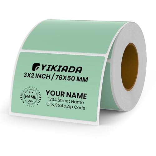 YIKIADA Grün Thermo-Etikett Vinyl 50 x 76 mm Rolle Rechteckig Selbstklebend Adressaufkleber Wasserdicht Aufkleber für Name Barcode QR Code DIY 500 Stück von YIKIADA