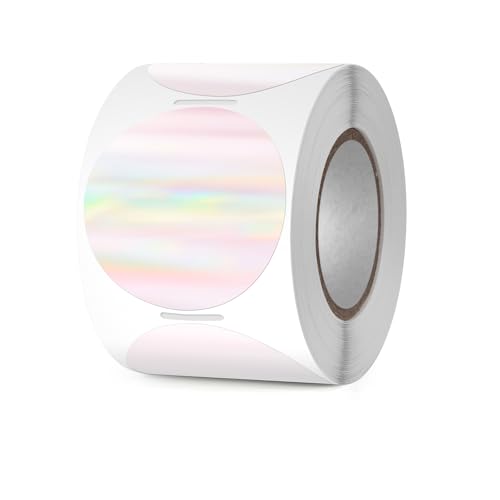 YIKIADA Holographic Thermoetiketten Runde Vinyl 50 mm Regenbogen Rolle Selbstklebend Punktaufkleber Wasserdicht Glitter Aufkleber für Logo Barcode QR Code Office Home 300 Stück von YIKIADA
