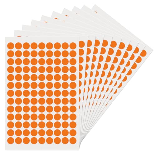 YIKIADA Orange Runde 13 mm Punktaufkleber Selbstklebende Markierungspunkte Wasserdicht Klebepunkte Aufkleber Kleine Farbkodierung Etiketten 1170 Stück von YIKIADA
