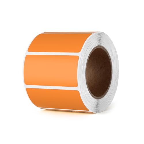 YIKIADA Orange Thermo-Etikett Vinyl 25 x 50 mm Rolle Rechteckig Selbstklebend Adressaufkleber Wasserdicht Aufkleber für Name Barcode QR Code DIY 500 Stück von YIKIADA