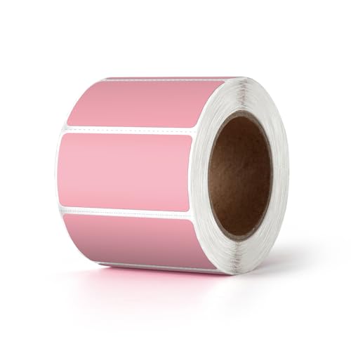 YIKIADA Rosa Thermo-Etikett Vinyl 25 × 50 mm Rolle Rechteckig Selbstklebend Adressaufkleber Wasserdicht Aufkleber für Name Barcode QR Code DIY 500 Stück von YIKIADA