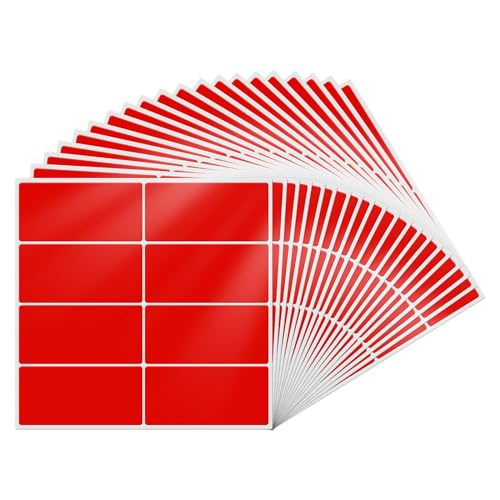 YIKIADA Rot Etiketten 40 x 19 mm Rechteckig Selbstklebend Klebeetiketten Wasserdicht Aufkleber für Marmelade Beschriften Adressetiketten 160 Stück von YIKIADA