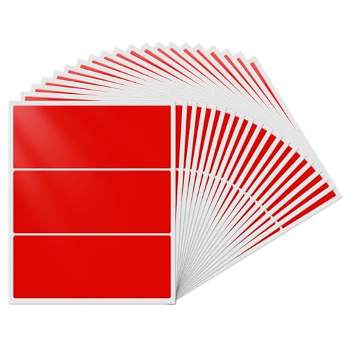 YIKIADA Rot Rechteckig Etiketten 102 x 51 mm Selbstklebend Groß Lager Klebeetiketten Wasserdicht Aufkleber für Marmelade Beschriften Adressetiketten 60 Stück von YIKIADA