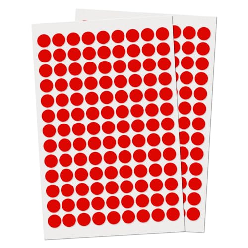 YIKIADA 1170 Stück Rot Runde 13 mm Punktaufkleber Selbstklebende Markierungspunkte Wasserdicht Klebepunkte Aufkleber Kleine Farbkodierung Etiketten von YIKIADA