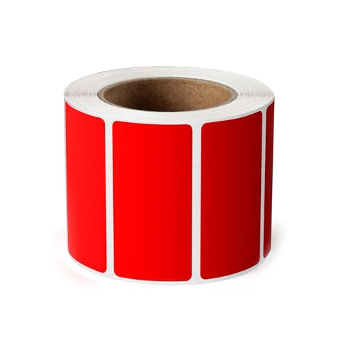 YIKIADA Rot Thermo-Etikett Vinyl 25 x 50 mm Rolle Rechteckig Selbstklebend Adressaufkleber Wasserdicht Aufkleber für Name Barcode QR Code DIY 500 Stück von YIKIADA