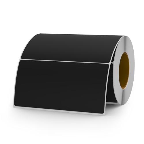 YIKIADA Schwarz Etiketten 50 × 100 mm Selbstklebend Vinyl Farbige Aufkleber Wasserdichte Name Klebeetiketten Rolle für Umzug Büro Lager Haus 500 Stück von YIKIADA