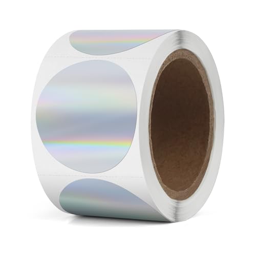 YIKIADA Silbrig Punkte Thermo Etiketten Vinyl 38 mm Selbstklebend Rolle Adressaufkleber Wasserdicht Drucker Glitter Aufkleber für Logo Barcode QR Code Kinder Office Home 200 Stück von YIKIADA