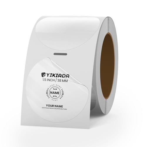 YIKIADA Transparente Punkte Thermo Etiketten Vinyl 38 mm Selbstklebend Rolle Siegel Adressaufkleber Wasserdicht Drucker Aufkleber für Logo Barcode QR Code Inventar 300 Stück von YIKIADA