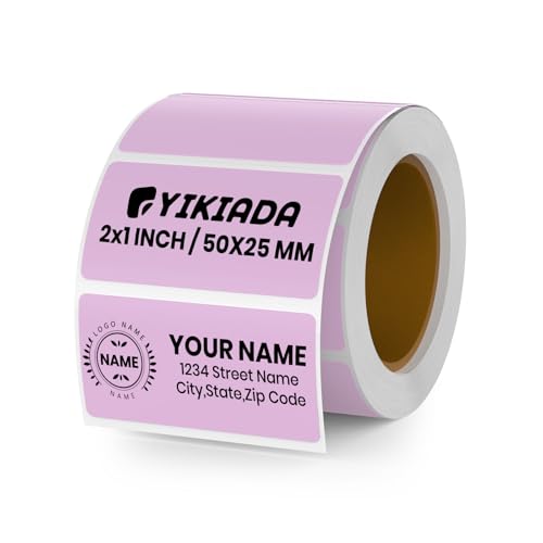 YIKIADA Violett Thermo-Etikett Vinyl 25 x 50 mm Rolle Rechteckig Selbstklebend Adressaufkleber Wasserdicht Aufkleber für Name Barcode QR Code DIY 500 Stück von YIKIADA