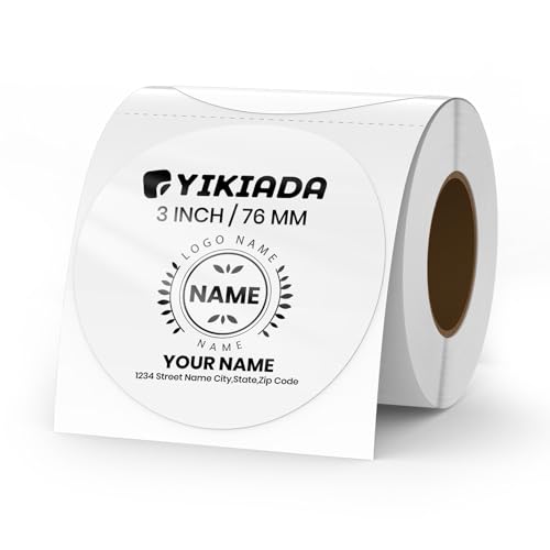 YIKIADA Weiß Punkte Thermo-Etikett Vinyl 76 mm Selbstklebend Rolle Adressaufkleber Wasserdicht Drucker Aufkleber für Logo Barcode QR Code Inventar 500 Stück von YIKIADA