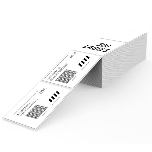 YIKIADA Weiß Versandetiketten 50 x 76 MM Vinyl Selbstklebend Thermo Aufkleber Wasserfester Perforierte Labeldrucker Etiketten für Büro Lager Name Address 500 Stück von YIKIADA