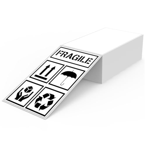 YIKIADA Weiß Versandetiketten 76 x 127 MM Vinyl Selbstklebend Thermo Aufkleber Wasserfester Perforierte Labeldrucker Etiketten für Büro Lager Name Address 300 Stück von YIKIADA