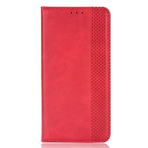 YIKLA Hülle für Samsung Galaxy A22 4G, Premium Leder PU/TPU Flip Folio Tasche Handyhülle, mit [Kartenfach] [Magnetverschluss] Standfunktion Brieftasche Handy Cover - Rot von YIKLA