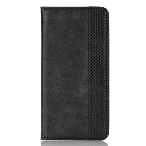 YIKLA Hülle für Samsung Galaxy A22 4G, Premium Leder PU/TPU Flip Folio Tasche Handyhülle, mit [Kartenfach] [Magnetverschluss] Standfunktion Brieftasche Handy Cover - Schwarz von YIKLA