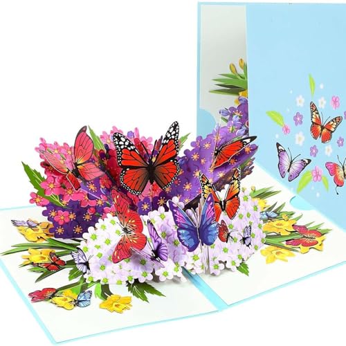 YILANJIN Pop Up Karte Geburtstag, Schöne Schmetterling Geburtstagskarte Frau mit Umschlag für Muttertag, Faltbare Geburtstagskarte für Hochzeit, 3D Schmetterlingskarte für Mädchen, Mutter, Frauen YILANJIN Pop Up Karte Geburtstag, Schöne Schmetterling Geburtstagskarte Frau mit Umschlag für Muttertag, Faltbare Geburtstagskarte für Hochzeit, 3D Schmetterlingskarte für Mädchen, Mutter, Frauen von YILANJIN