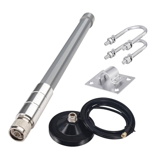 YILIANDUO 3 dBi 5.8GHz LoRa Antennen Kit Outdoor Helium Antenne N Typ Stecker Omni Glasfaser Antenne + Starke Magnetische Basis 3M Koaxialkabel für RAK HNT Helium Netzwerk Geräte Bobcat Hotspots von YILIANDUO