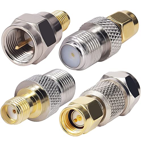 YILIANDUO 4 Typ F-typ auf SMA Adapter RG6 Adapter F zu SMA Stecker Buchse Koaxial Adapter Set für TV Antenne Funkantennengeräte HF-Koaxialkabel WiFi-Funkgeräte Externe Antenne von YILIANDUO