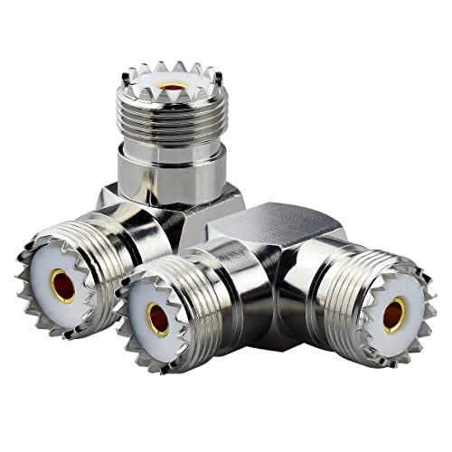 YILIANDUO CB-Funk Adapter PL-259 Stecker 50Ω UHF Buchse zu Buchse rechter Winkel SO-239 Koaxialkabel Adapter für UHF VHF Amateurfunk CB-Funk Antenne Packung 2 von YILIANDUO
