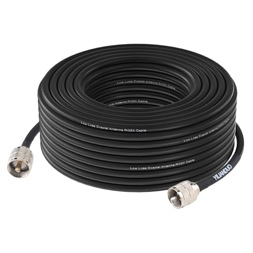 YILIANDUO PL259 UHF Kabel PL-259 UHF Stecker auf Stecker Koaxialkabel mit geringem Verlust, UHF Jumper PL-259 RG8X Koaxialkabel 20M für Walkie-Talkie CB Radio SWR Meter Antennenanalysator von YILIANDUO