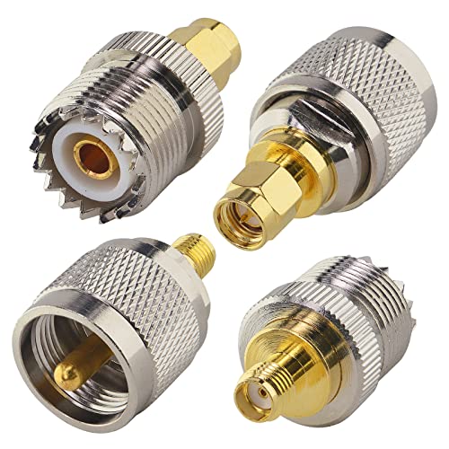 YILIANDUO RF Antenne Adapter SMA auf UHF PL259 4 Typ Set SMA an SO239 Nickel Stecker Buchse für Baofeng Walkie Talkie Handheld SDR Ham Radio CB Funk MEHRWEG von YILIANDUO