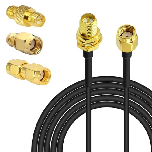 YILIANDUO SMA WiFi Antennenverlängerung RP-SMA Stecker auf RP-SMA Buchse 3M RG174 Koaxialkabel + 3 Stück SMA RF Adapter Kit für WiFi Adapter WiFi Router Gateway Mini PCI/PCIE Netzwerkkarten von YILIANDUO