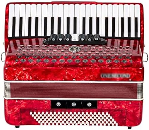 Akkordeon mit mehrstufigen Tonhöhenänderungen, enthält 96 Bässe/37 Keyboards, mit Tasche + Gurt, professioneller Leistungsunterricht für Erwachsene, Rot von YILIYIO