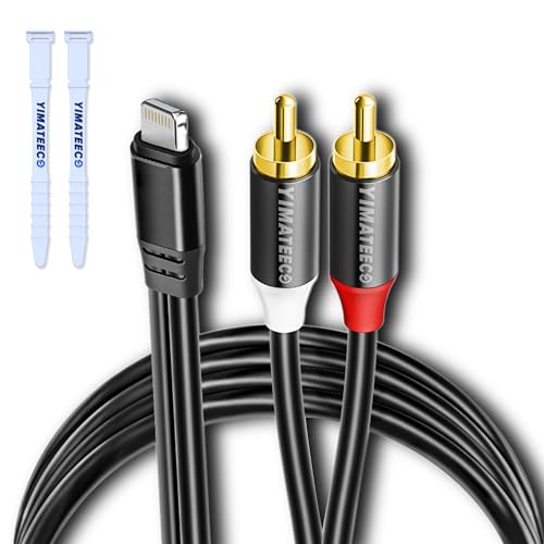 Lightning auf Cinch Kabel [MFi Zertifiziert], RCA auf iOS Adapter 2RCA Lightning Audio Kabel Chinch Kabel Stereo Aux Y Splitter für Hi-Fi Verstärker, Kompatibel mit iPhone IOS(1M, Lightning auf 2RCA) von YIMATEECO