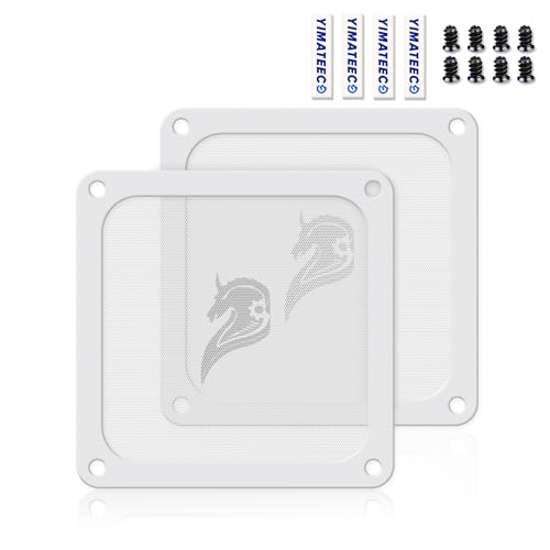 YIMATEECO 140mm Lüfterabdeckungen Staubfilter PC mit Magnetischer Rahmen für Computer Lüftergitter PC-Lüfter Kühlerlüfter, Netzteil Staubdicht (PVC Gentleman, 140 * 140mm, 2Stü, Weiß) von YIMATEECO