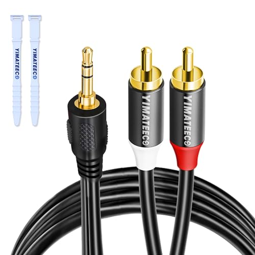 YIMATEECO Cinch auf Klinke 3,5mm Klinke auf 2 RCA Kabel Stecker Aux Stereo Audio Kabel RCA Audio Y Splitter Adapterkabel für HiFi-Systeme Lautsprecher (1M, 3,5mm auf 2x Cinch Cable) von YIMATEECO