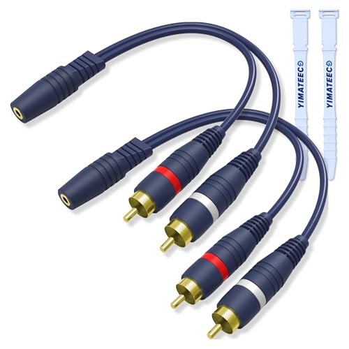 YIMATEECO Cinch Klinke Adapter, Cinch Kabel RCA Y Splitter Kabel Von 1 3,5mm Buchse auf 2 RCA Stecker Adapter für Subwoofer, Lautsprecher, Verstärker (3,5mm Buchse auf Stecker, 2Stü) von YIMATEECO