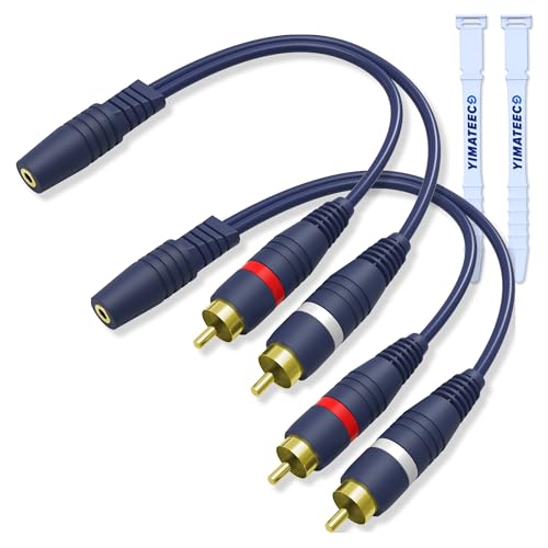 YIMATEECO Cinch Klinke Adapter, Cinch Kabel RCA Y Splitter Kabel Von 1 Cinch-Buchse auf 2 Cinch-Stecker Kabel für Subwoofer, Lautsprecher, Verstärker (3.5mm, Buchse auf Stecker, 2Stü) von YIMATEECO