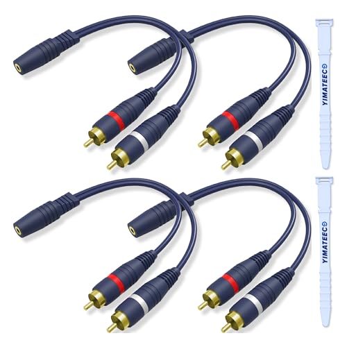 YIMATEECO Cinch Klinke Adapter, Cinch Kabel RCA Y Splitter Kabel Von 1 3,5mm Buchse auf 2 RCA Stecker Adapter für Subwoofer, Lautsprecher, Verstärker (3,5mm Buchse auf Stecker, 4Stü) von YIMATEECO