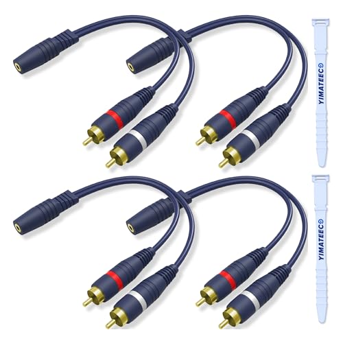 YIMATEECO Cinch Klinke Adapter, Cinch Kabel RCA Y Splitter Kabel Von 1 Cinch-Buchse auf 2 Cinch-Stecker Kabel für Subwoofer, Lautsprecher, Verstärker (3.5mm, Buchse auf Stecker, 4Stü) von YIMATEECO