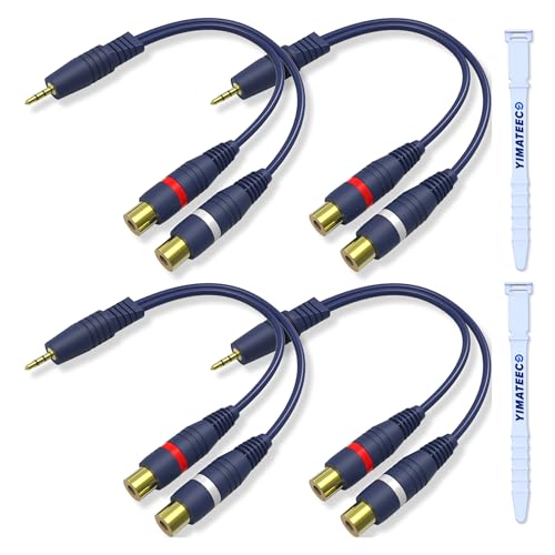 YIMATEECO Cinch Klinke Adapter, Cinch Kabel RCA Y Splitter Kabel Von 1 Cinch-Stecker auf 2 Cinch-Buchse Kabel für Subwoofer, Lautsprecher, Verstärker (3.5mm, Stecker auf Buchse,4Stü) von YIMATEECO