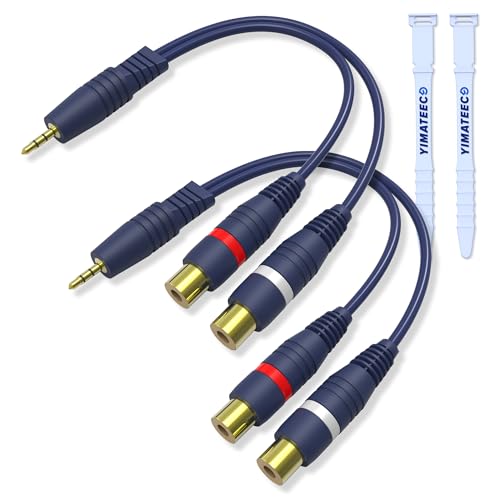 YIMATEECO Cinch Klinke Adapter, Cinch Kabel RCA Y Splitter Kabel Von RCA 3,5mm Stecker auf 2 Buchse Adapter für Subwoofer, Lautsprecher, Verstärker (3,5mm Stecker auf Buchse, 2Stü) von YIMATEECO