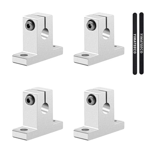 YIMATEECO Linear Motion Rail Klemmführung Unterstützung, 4 Stü SK16 Wellenhalterung aus Aluminiumlegierung Wellenunterstützung Vertikale Optische Wellenhalter für 3D-Drucker Maschinen von YIMATEECO