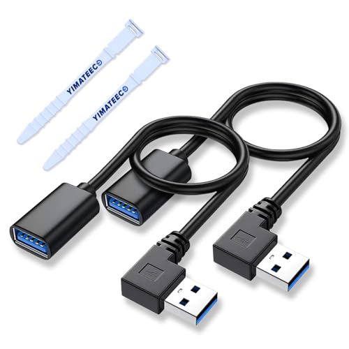 YIMATEECO USB Verlängerungskabel Adapter, USB 3.0 Verlängerung Winkelstecker 90 Grad Adapter USB A Stecker auf Buchse für Maus, Tastatur, Hub, Drucker, Computer (Nach Links, 30cm, 2 Stück) von YIMATEECO