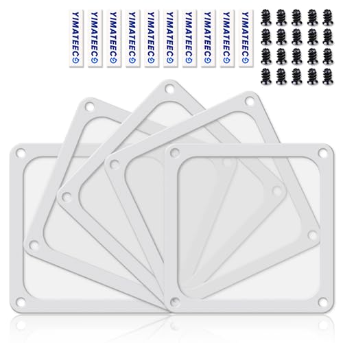 YIMATEECO Staubfilter Lüfterabdeckungen 140mm PC Staubfilter mit Magnetrahmen, Nylon 80 Maschen Lüfterabdeckung für Computer-Kühlerlüfter,PC-Kühler lüftergitter (NYLON, 140 * 140mm, 5Stü, Weiß) von YIMATEECO