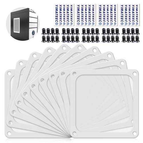 YIMATEECO Staubfilter Lüfterabdeckungen PC 140mm für Computer-Kühlerlüfter, Router, Nylon 80 Maschen, Magnetischer Rahmen, Lüftergitter, PC-Kühler, Staubdicht(Nylon, 140 * 140mm, 10Stü, Weiß) von YIMATEECO