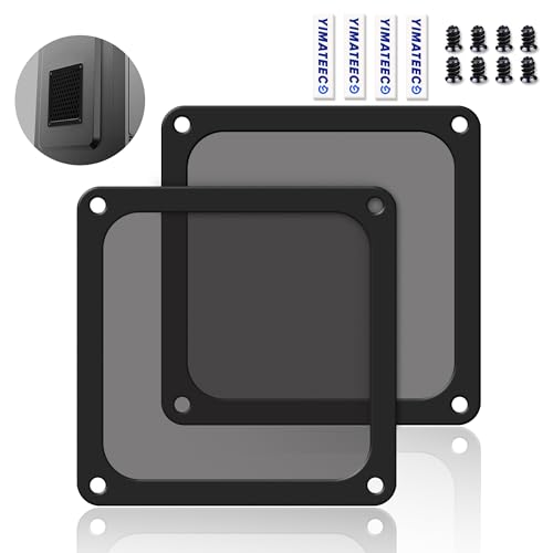 YIMATEECO Staubfilter PC 120mm Lüfterabdeckungen Fine Mesh Filter für Computer-Kühlerlüfter, Netzteil, Nylon 80 Maschen, Magnetischer Rahmen, PC-Lüfter, Staubdicht(Nylon, 120 * 120mm, 2Stü, Schwarz) von YIMATEECO