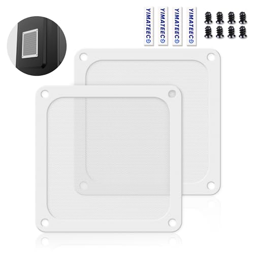 YIMATEECO Staubfilter PC 120mm Lüfterabdeckungen für Computer-Kühlerlüfter, Netzteil, Router, PVC 50 Maschen, Magnetischer Rahmen, PC-Kühler lüftergitter, Staubdicht(PVC PRO, 120 * 120mm, 2Stü, Weiß) von YIMATEECO