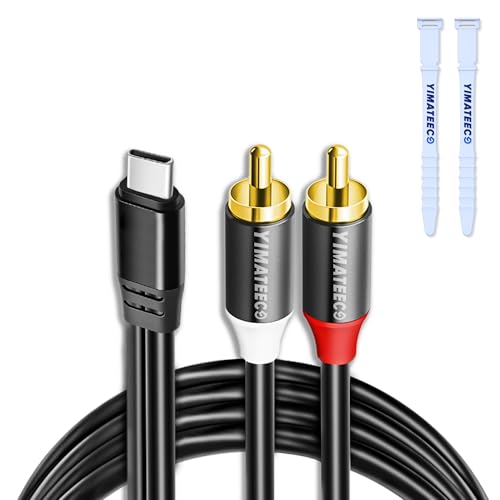 USB C auf Cinch Kabel für Subwoofer, TYPE C auf 2 RCA Stereo Adapterkabel USB C auf Cinch Audio Kabel kompatibel mit iPad, iPhone 15S, Macbook, Xiaomi, Huawei, Galaxy usw (1m, Typ C auf Cinch Kabel) von YIMATEECO